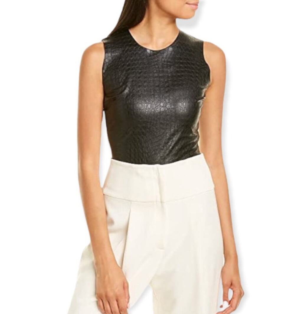 Brown Commando Leather Crocodile Bodysuit - S